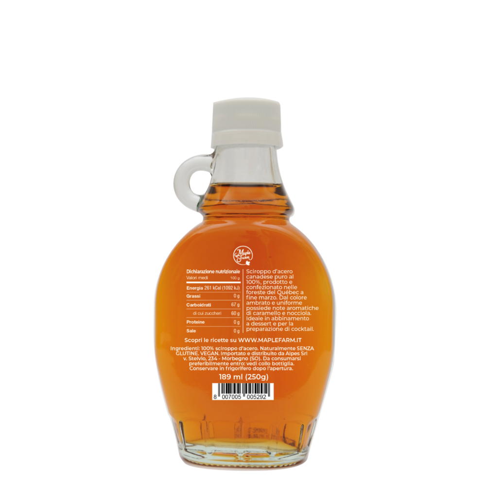 Puro Sciroppo d'acero - Grade A - Amber Color - Rich taste - Bottiglia da 189ml (250g) - immagine 2