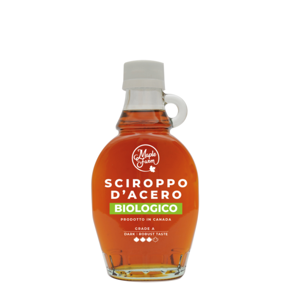 Puro Sciroppo d'acero - Grade A - BIO - Dark Color - Robust taste - Bottiglia da 189ml (250g)