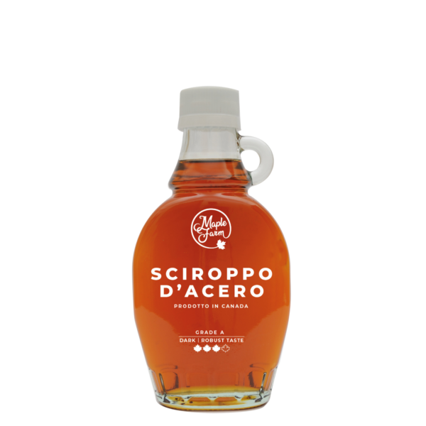 Puro Sciroppo d'acero - Grade A - Dark Color - Robust taste - Bottiglia da 189ml (250g)