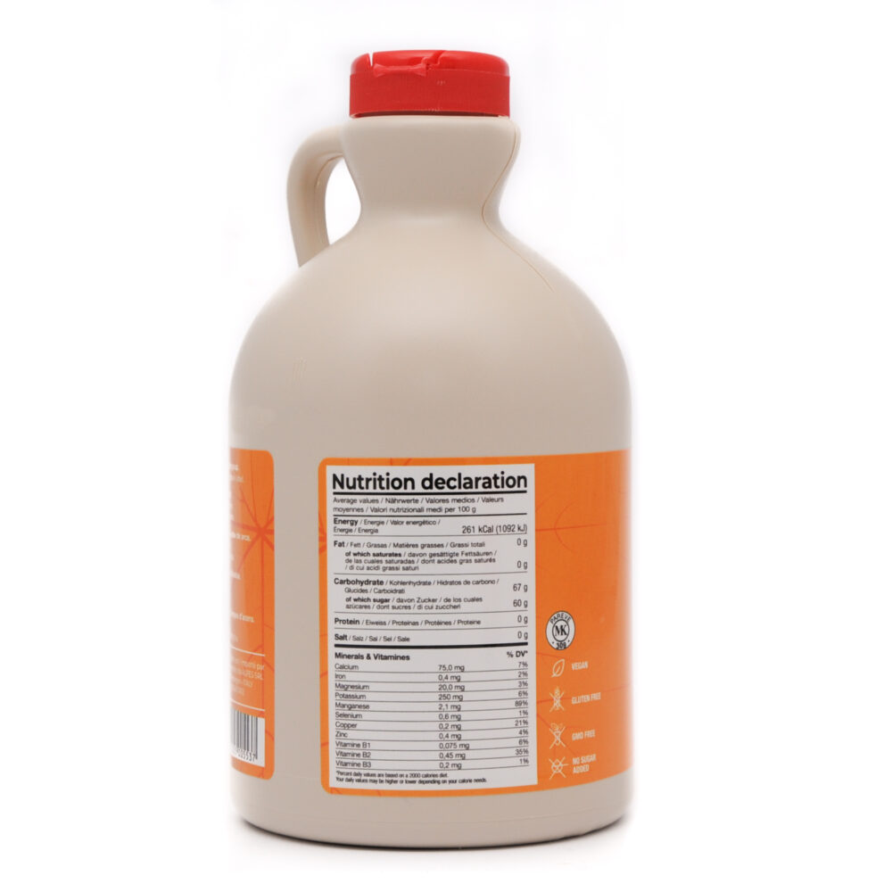 Puro Sciroppo d'acero - Grade A - Dark Color - Robust taste - Caraffa da 1L (1,32Kg) - immagine 3