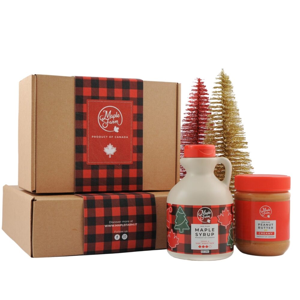 Confezione regalo santa's Hat - Sciroppo d'acero Limited edition Natale 2021 e Burro di arachidi cremoso