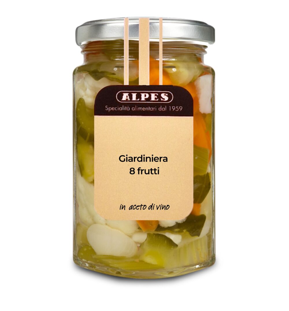 Giardiniera 8 frutti in aceto di vino delicato - Vasetto da 290g