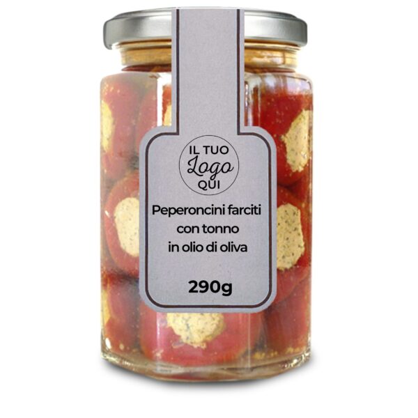 Peperoncini farciti con tonno in olio di oliva - Vasetto da 290g