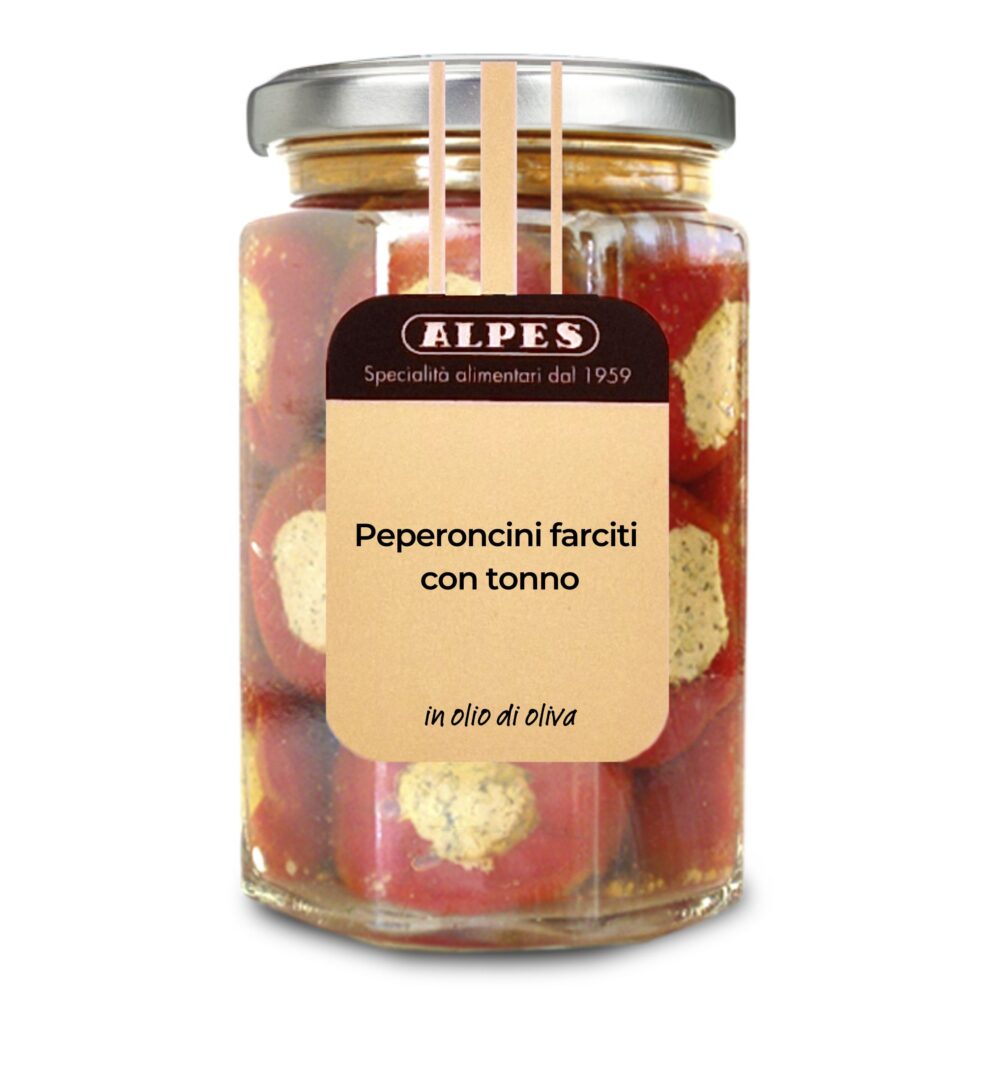 Peperoncini farciti con tonno in olio di oliva - Vasetto da 290g