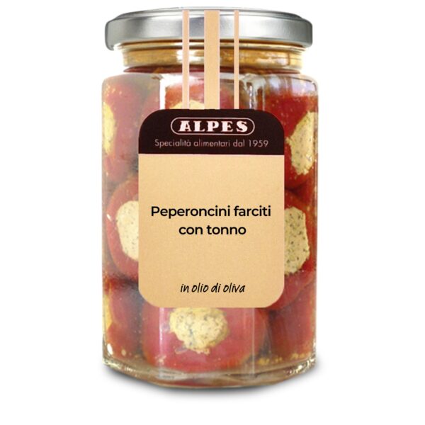 Peperoncini farciti con tonno in olio di oliva - Vasetto da 290g